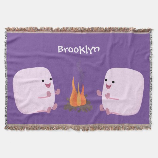 Cute roze marshmallows by kamp fire cartoon deken (Voorkant)