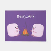 Cute roze marshmallows by kamp fire cartoon deurmat (Voorkant)