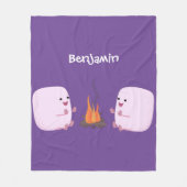 Cute roze marshmallows by kamp fire cartoon fleece deken (Voorkant)