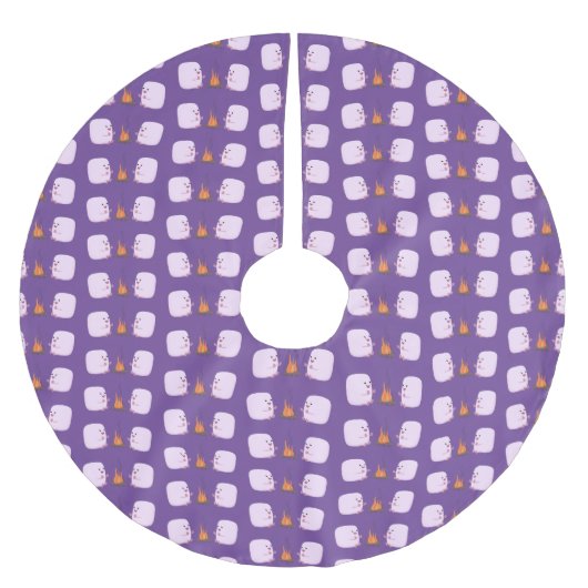 Cute roze marshmallows by kamp fire cartoon kerstboom rok (Voorkant)