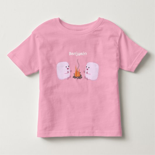 Cute roze marshmallows by kamp fire cartoon kinder shirts (Voorkant)