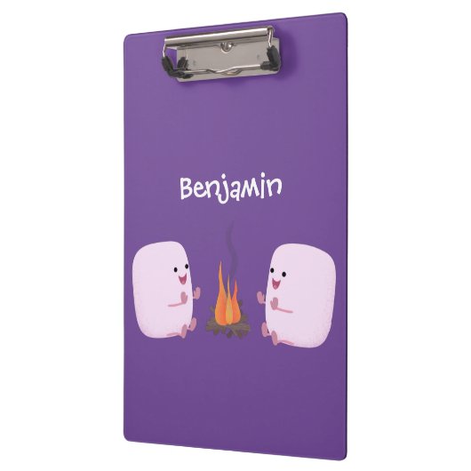 Cute roze marshmallows by kamp fire cartoon klembord (Links)