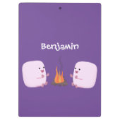 Cute roze marshmallows by kamp fire cartoon klembord (Achterkant)