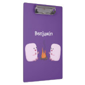 Cute roze marshmallows by kamp fire cartoon klembord (Rechts)