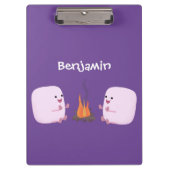 Cute roze marshmallows by kamp fire cartoon klembord (Voorkant)