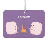 Cute roze marshmallows by kamp fire cartoon luchtverfrisser (Achterkant)