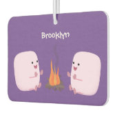Cute roze marshmallows by kamp fire cartoon luchtverfrisser (Links)