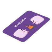 Cute roze marshmallows by kamp fire cartoon magneet (Linkerzijde)