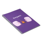 Cute roze marshmallows by kamp fire cartoon notitieboek (Rechterzijde)