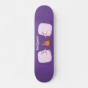 Cute roze marshmallows by kamp fire cartoon persoonlijk skateboard