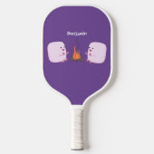 Cute roze marshmallows by kamp fire cartoon pickleball paddle (Voorkant)