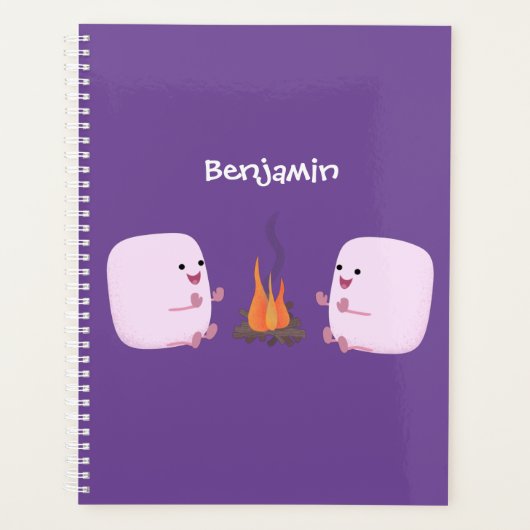 Cute roze marshmallows by kamp fire cartoon planner (Voorkant)