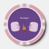 Cute roze marshmallows by kamp fire cartoon poker chips (Voorkant)