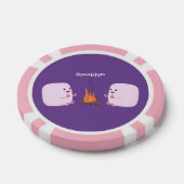Cute roze marshmallows by kamp fire cartoon poker chips (Enkel)