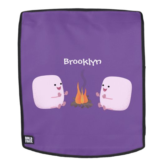 Cute roze marshmallows by kamp fire cartoon rugtassen (Verwijderbaar gezicht)