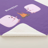 Cute roze marshmallows by kamp fire cartoon sherpa deken (3/4)