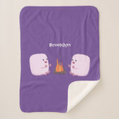 Cute roze marshmallows by kamp fire cartoon sherpa deken (Voorkant)