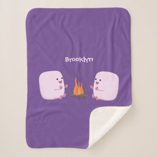 Cute roze marshmallows by kamp fire cartoon sherpa deken
