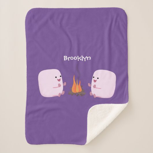 Cute roze marshmallows by kamp fire cartoon sherpa deken (Voorkant)