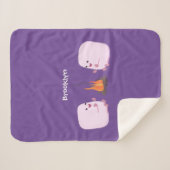 Cute roze marshmallows by kamp fire cartoon sherpa deken (Voorkant (horizontaal))