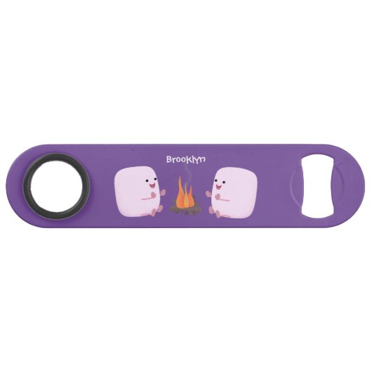 Cute roze marshmallows by kamp fire cartoon speed flessenopener (Voorkant (Horizontaal))