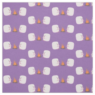 Cute roze marshmallows by kamp fire cartoon stof