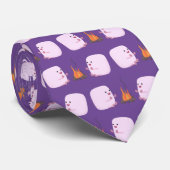 Cute roze marshmallows by kamp fire cartoon stropdas (Opgerold)