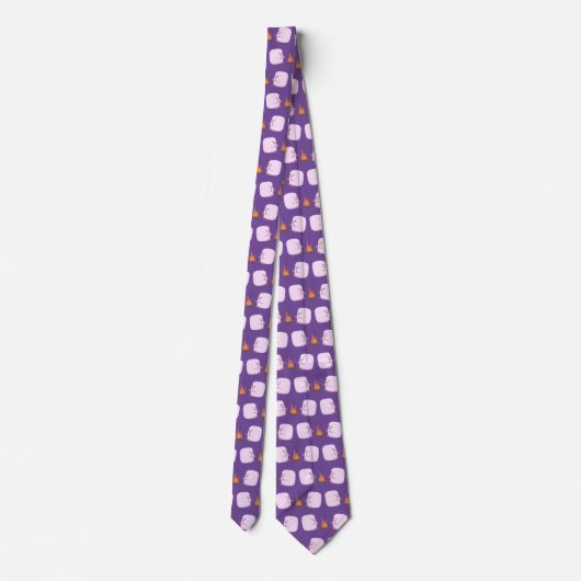 Cute roze marshmallows by kamp fire cartoon stropdas (Achterkant)