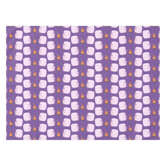 Cute roze marshmallows by kamp fire cartoon tafelkleed (Voorkant (Horizontaal))