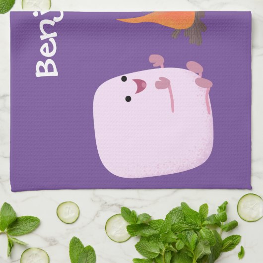 Cute roze marshmallows by kamp fire cartoon theedoek (Gevouwen)