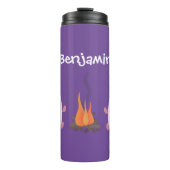 Cute roze marshmallows by kamp fire cartoon thermosbeker (Voorkant)