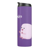 Cute roze marshmallows by kamp fire cartoon thermosbeker (Geroteerd rechts)