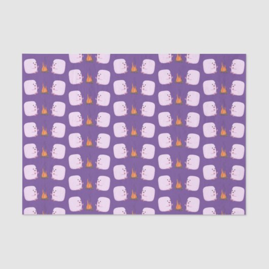 Cute roze marshmallows by kamp fire cartoon tissuepapier (Voorkant)