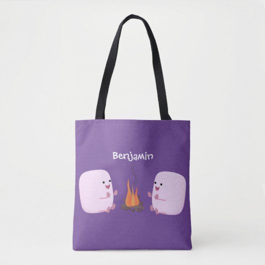 Cute roze marshmallows by kamp fire cartoon tote bag (Voorkant)