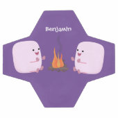 Cute roze marshmallows by kamp fire cartoon voetbal (Enkel)