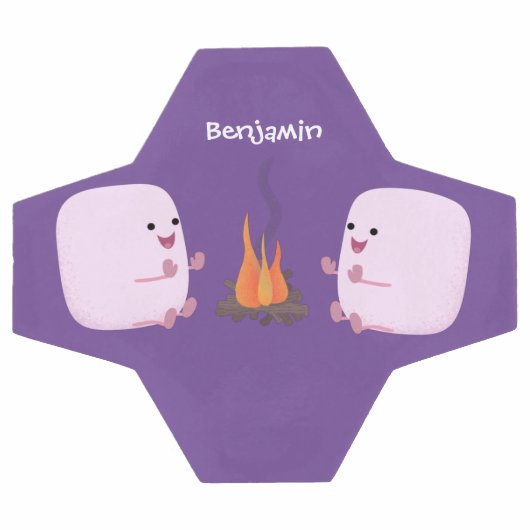 Cute roze marshmallows by kamp fire cartoon voetbal (Enkel)