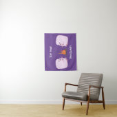 Cute roze marshmallows by kamp fire cartoon wandkleed (In situ)