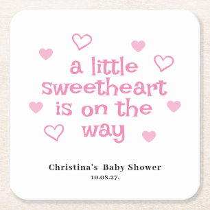 Cute Roze Meisje Baby Shower Kartonnen Onderzetters