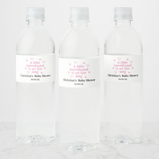 Cute Roze Meisje Baby Shower Waterfles Etiket