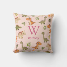 Cute Roze Meisje Dinosaur Monogram Naam Kraam