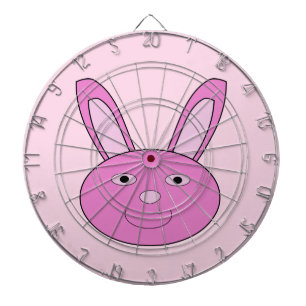 Cute Roze Meisjesachtig Konijn Gezicht Lente Pasen Dartbord