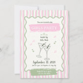 Cute Roze Meisjesfeestje Kaart (Voorkant)