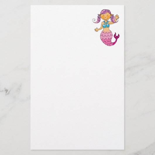 Cute roze mermaid briefpapier (Voorkant)