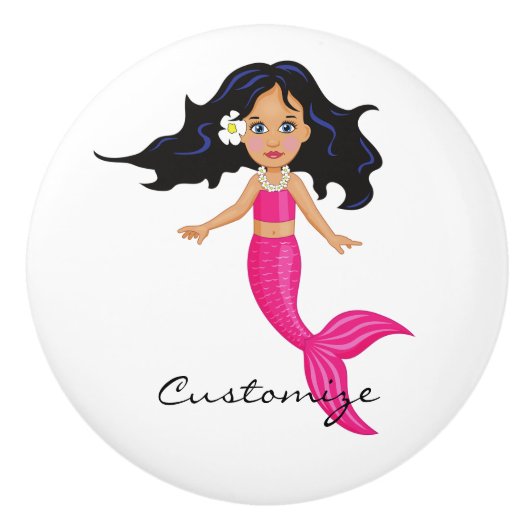 Cute roze mermaid Thunder_Cove Keramische Knop (Voorkant)