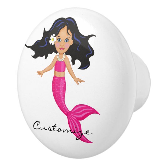 Cute roze mermaid Thunder_Cove Keramische Knop (Rechts)
