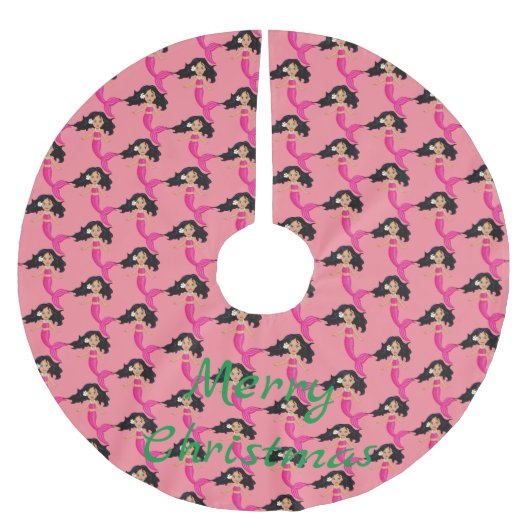 Cute roze mermaid Thunder_Cove Kerstboom Rok (Voorkant)