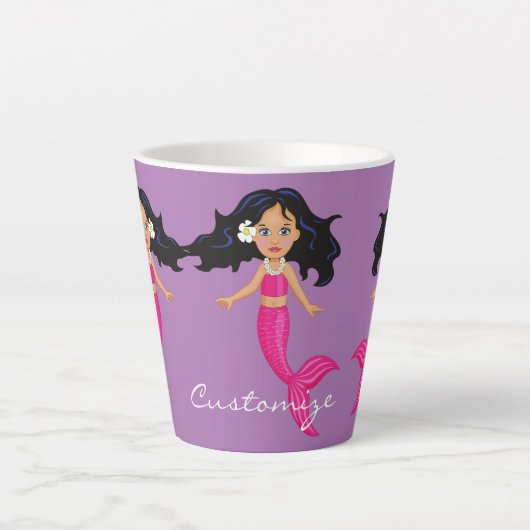 Cute roze mermaid Thunder_Cove Latte Mok (Voorkant)