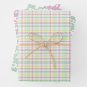 Cute roze Mint Green Stripes controleert het patro Inpakpapier Vel