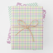 Cute roze Mint Green Stripes controleert het patro Inpakpapier Vel (In situ)
