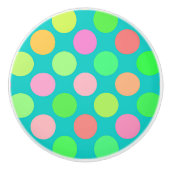Cute roze Mint Green Turquoise Polka Dots Pattern Keramische Knop (Voorkant)
